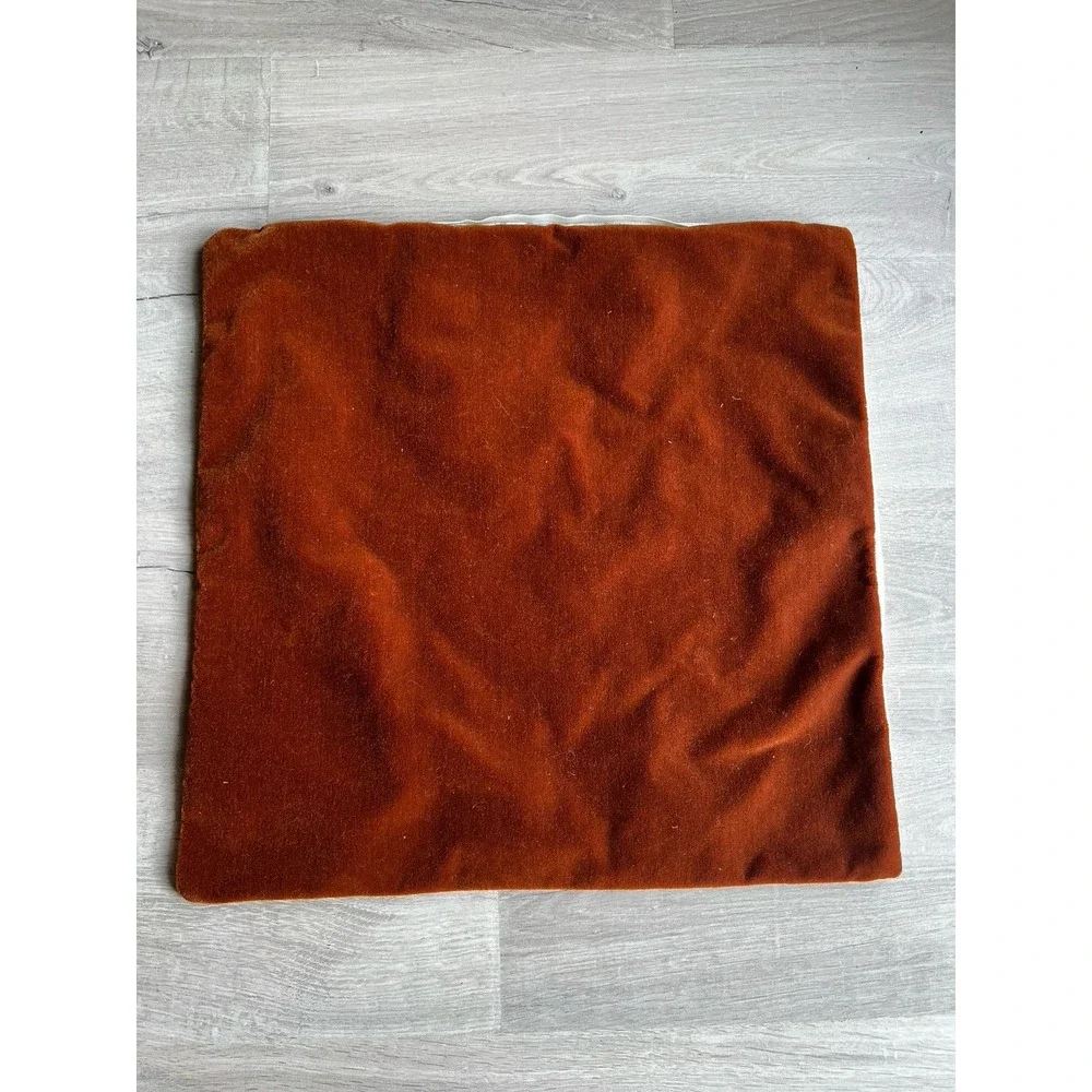 Crate & Barrel Pillow Cover 20X20 Faux Mohair Reversible Linen Burnt Orange Fall